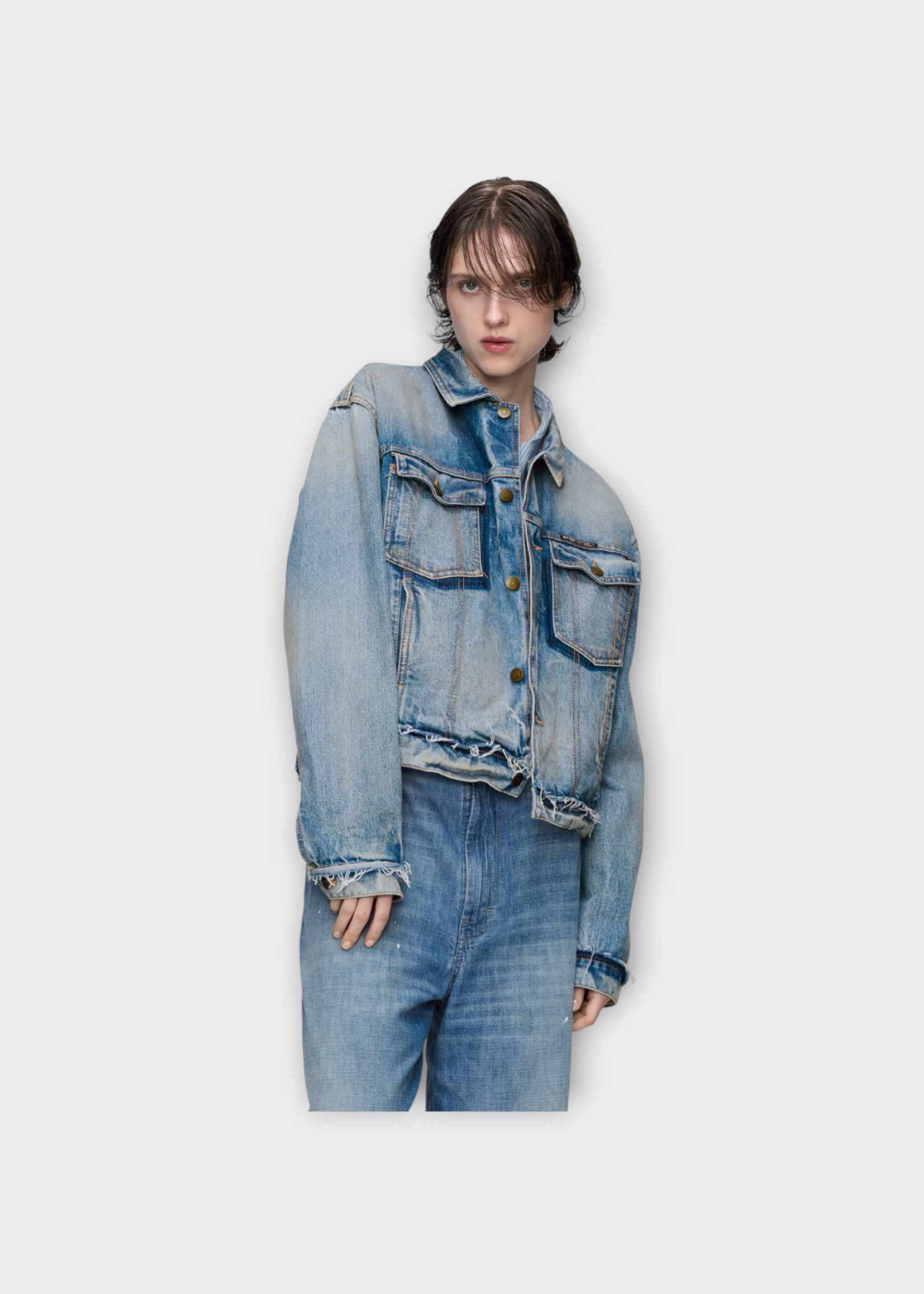 Maison Margiela Maison Margiela Jacket, Blue, Cotton Denim in Light Blue Indigo w/ Chest Pockets #23