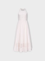 Destree Destree Dress, White, Lila Popelin Cotton Sleeveless Midi Dress in White w/ Embroidery