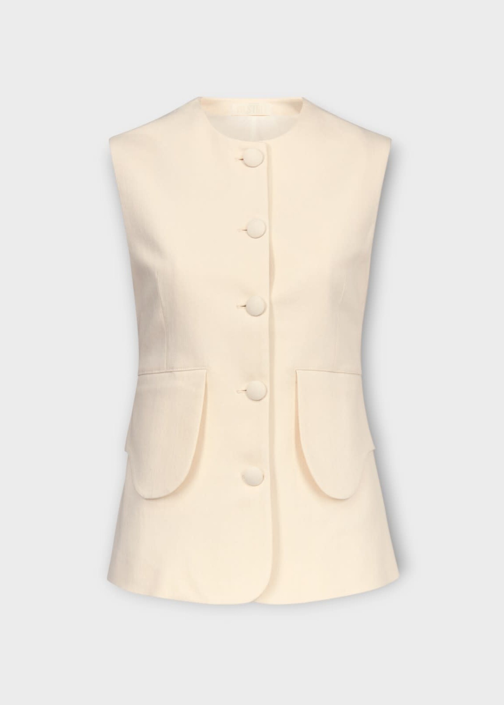 Destree Destree Top, Beige, Marianne Denim Button Front Sleeveless Vest in Ecru