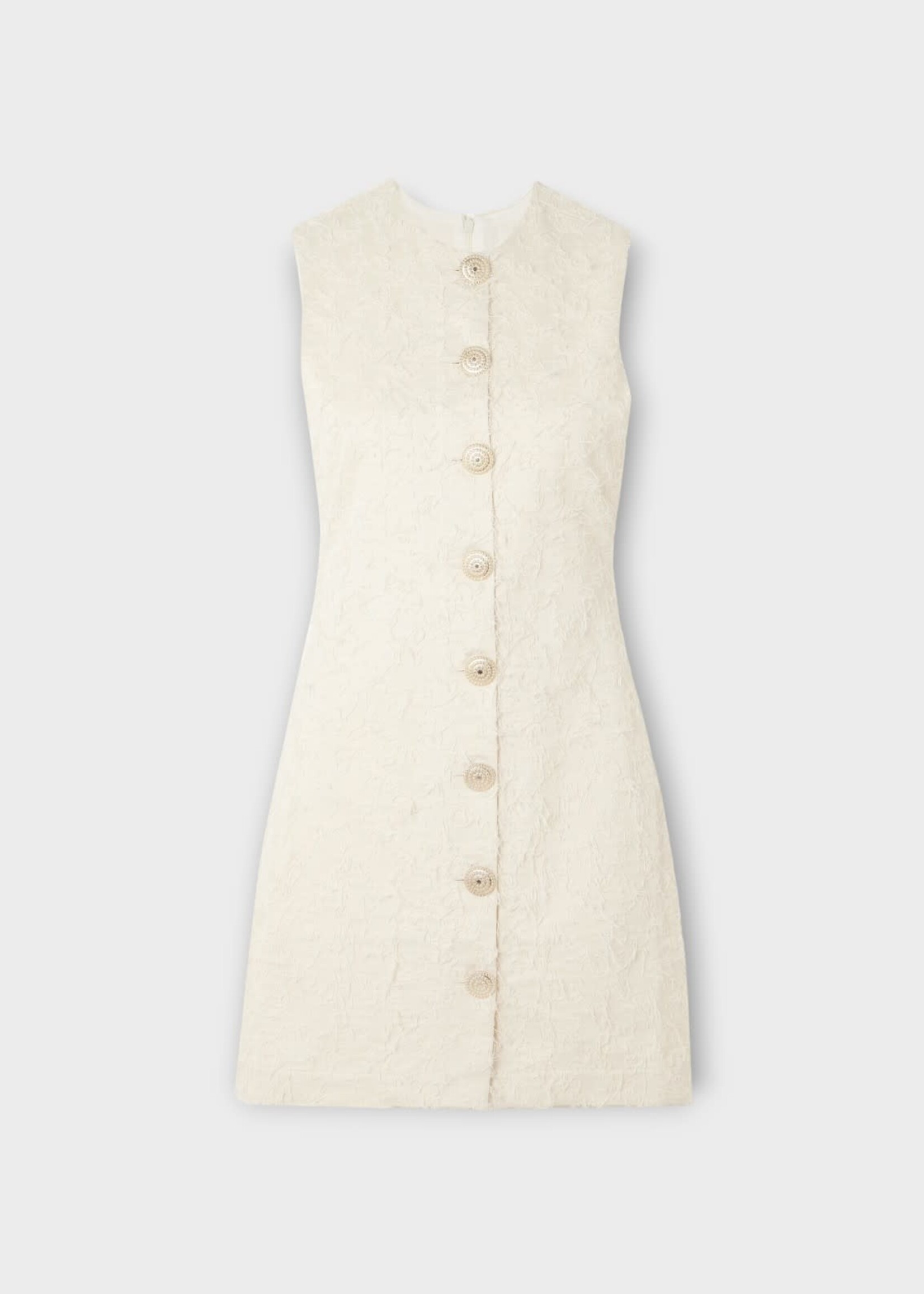 Destree Destree Dress, Beige, Camille Sleeveless Buttoned Mini Dress in Ecru w/ Threads Details