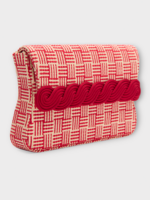 Destree Destree Bag, Multi, Gerrit Straw Small Clutch Bag in Natural & Red w/ Passementerie