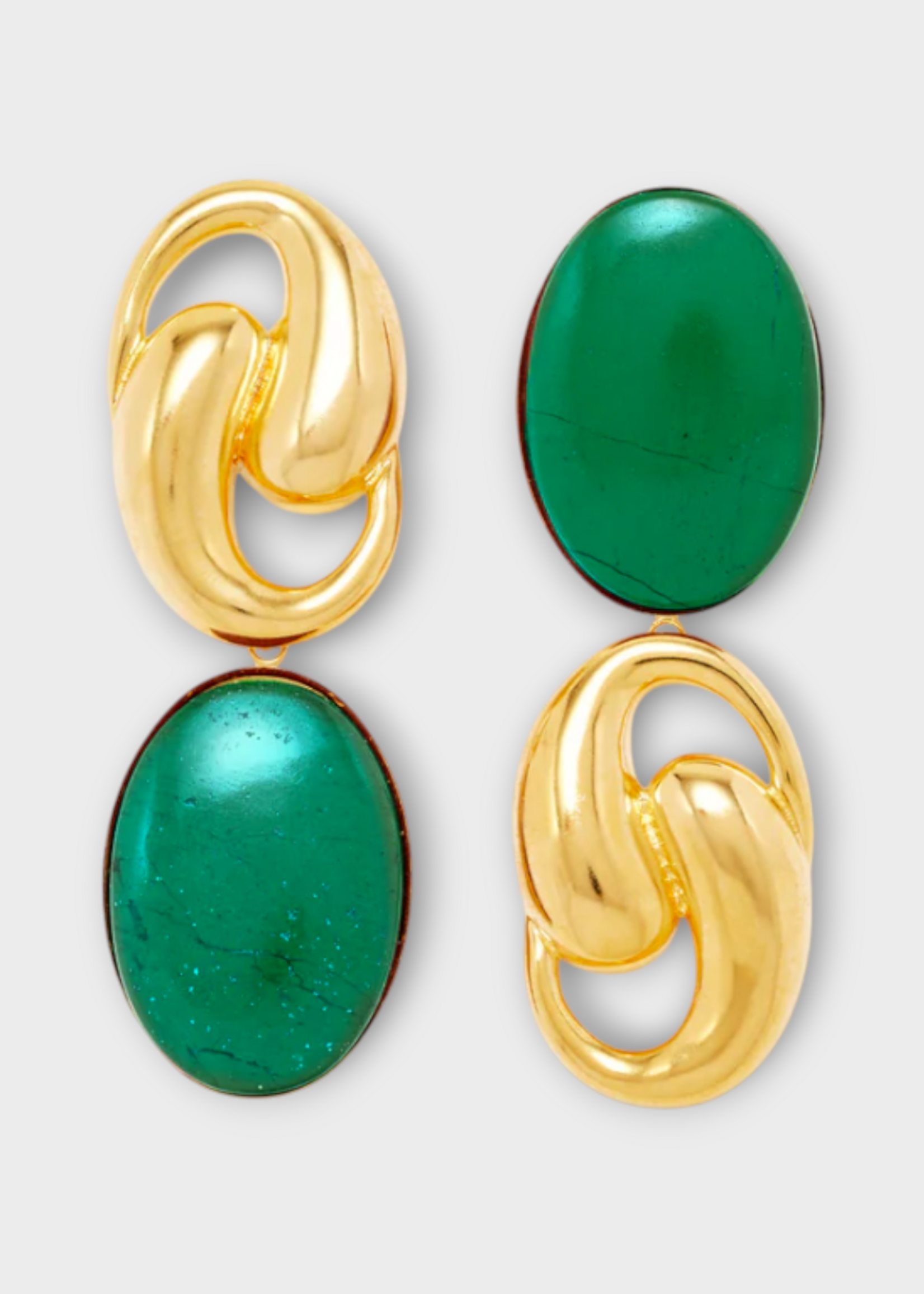 Destree Destree Earrings, Green, Sonia Knot Oval Earrings in Dark Green & Gold