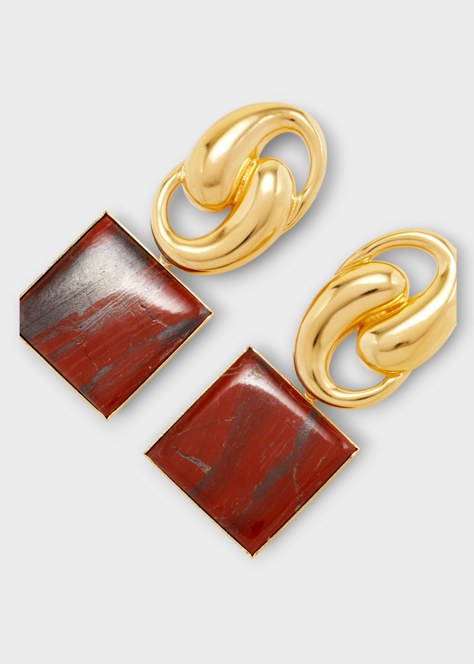 Destree Destree Earrings, Red, Sonia Knot Square Earrings in Red & Gold