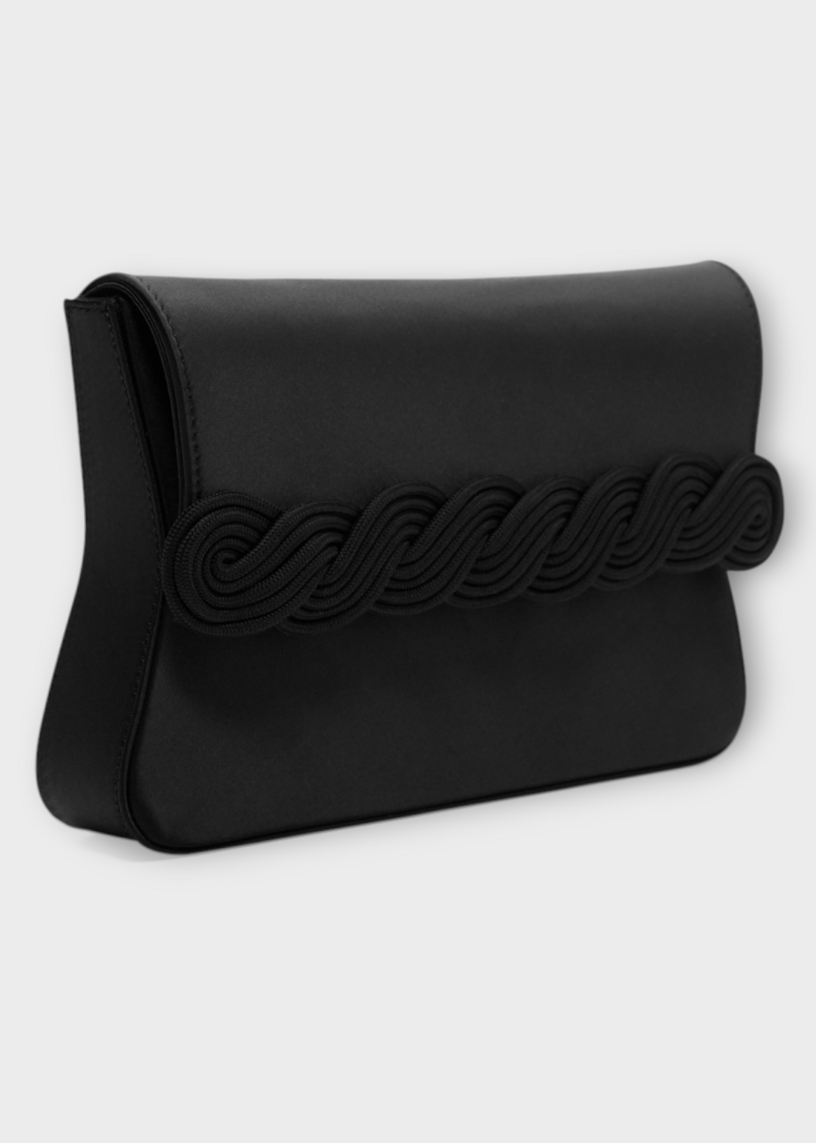 Destree Destree Bag, Black, Gerrit Satin Clutch Bag in Black w/ Braided Passementerie