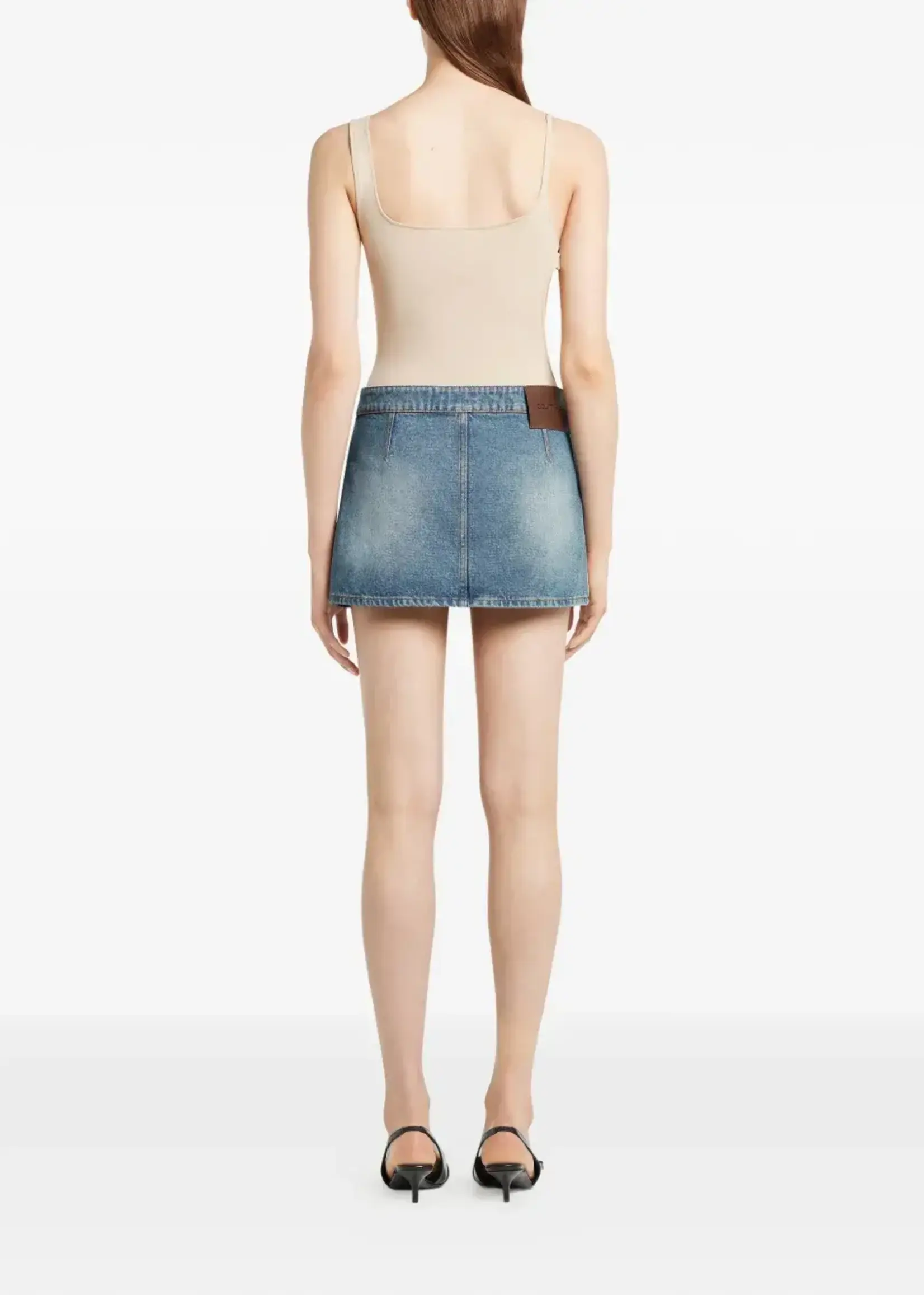 Courreges Courreges Skirt, Blue, Cotton Denim Signature Mini Skirt In Denim Blue