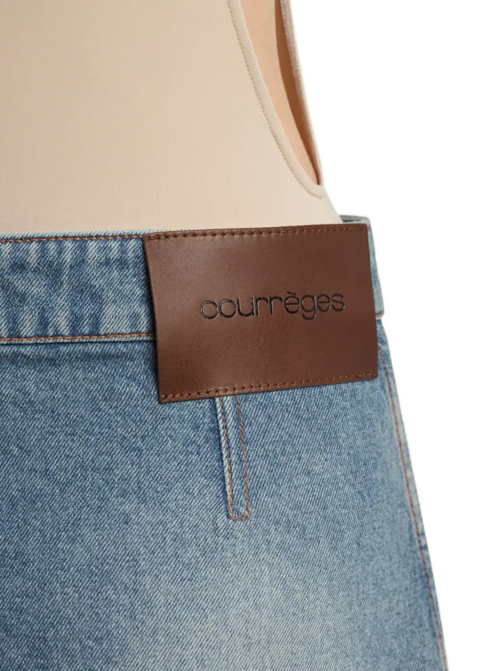 Courreges Courreges Skirt, Blue, Cotton Denim Signature Mini Skirt In Denim Blue