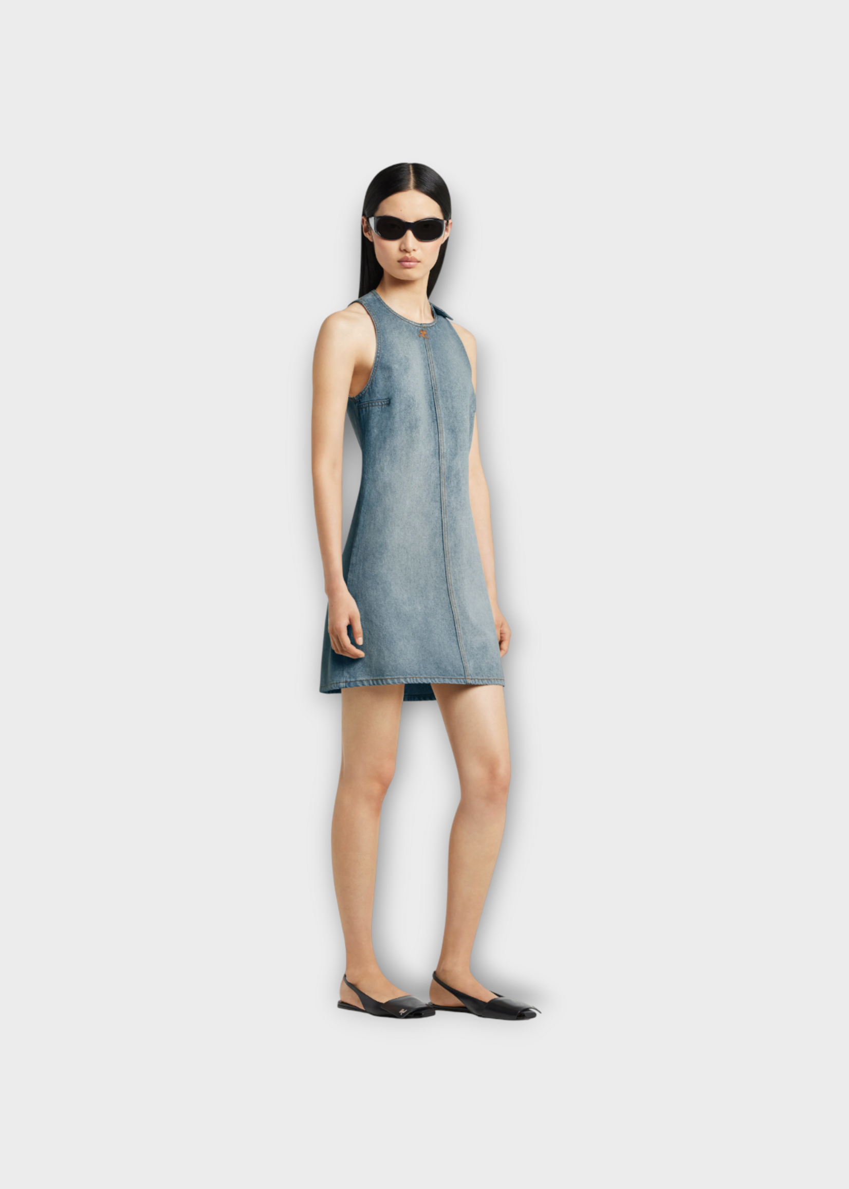 Courreges Courreges Dress, Blue, Cotton Heritage Denim A-Line Dress In Denim Blue