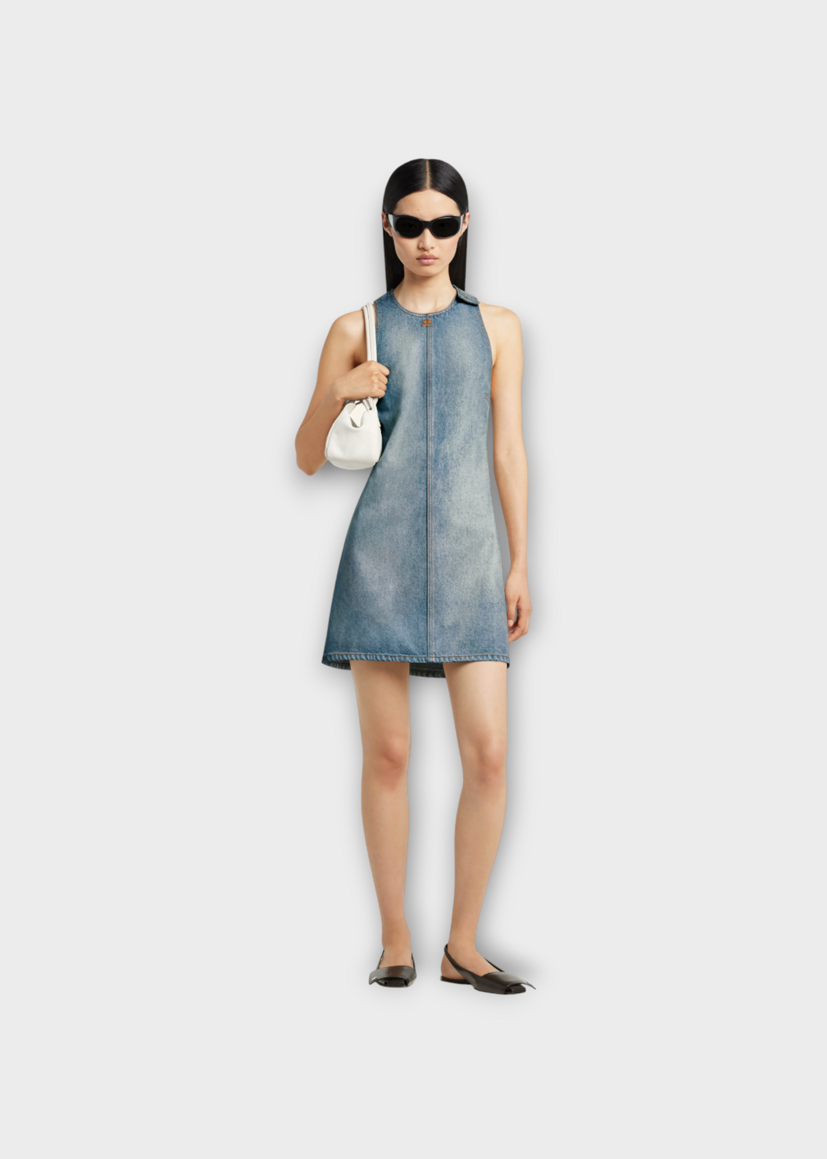 Courreges Courreges Dress, Blue, Cotton Heritage Denim A-Line Dress In Denim Blue