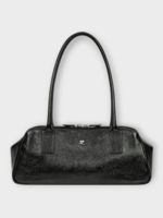 Courreges Courreges Bag, Black, Leather Strip Naplack Top Handle Bag