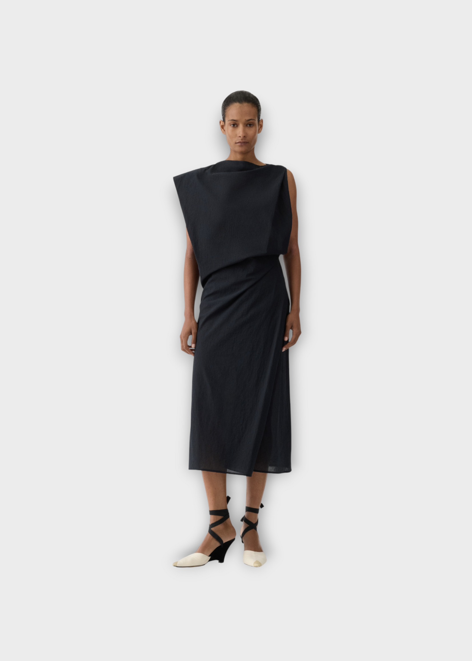 Jacquemus Jacquemus Dress, Black, La Robe Drap Cotton Sleeveless Midi Dress In Black