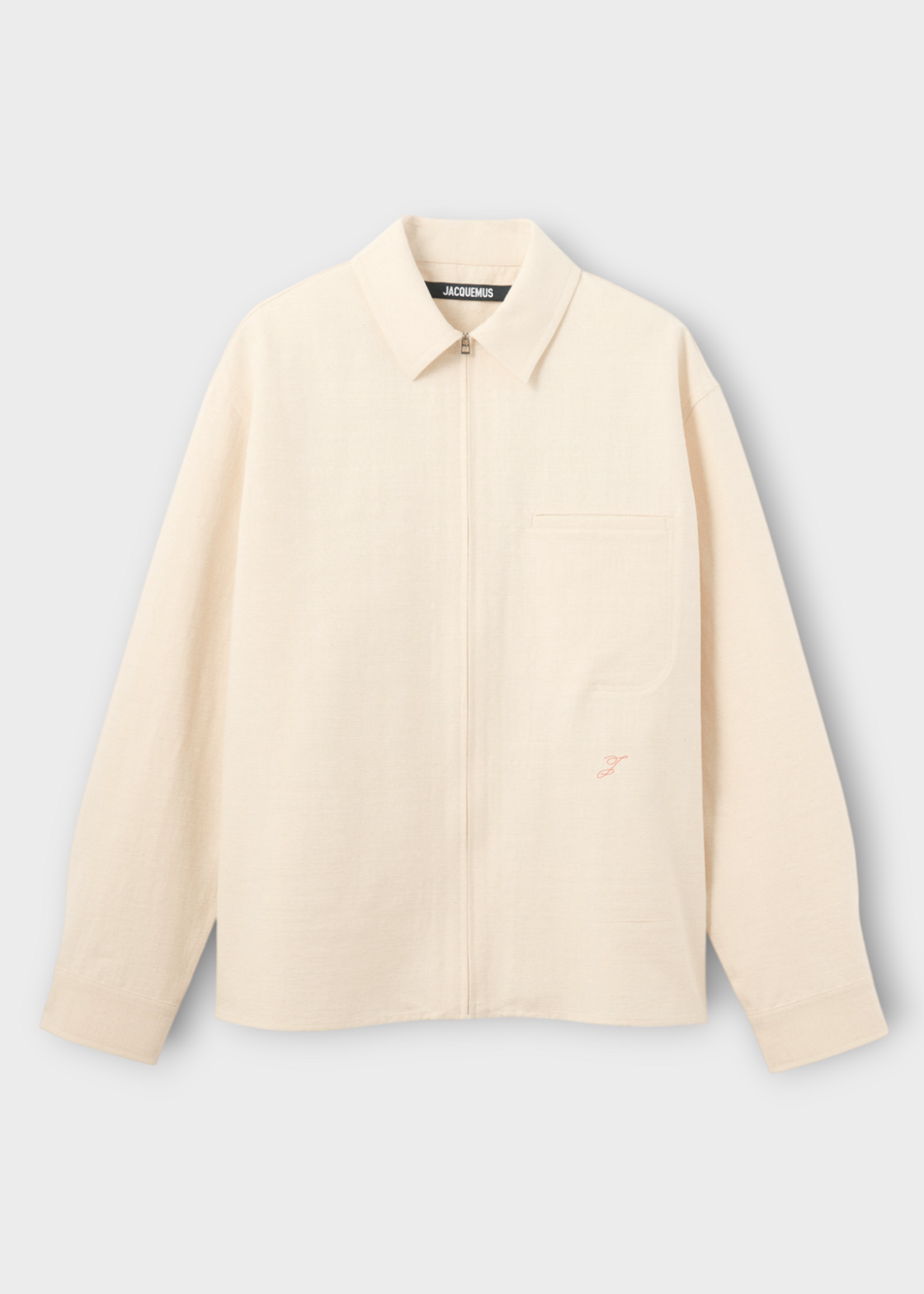 Jacquemus Jacquemus Shirt, White, La Chemise Mecano Cotton Workwear Zipped Up Shirt In Off-White