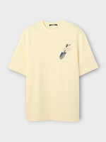 Jacquemus Jacquemus T-shirt, White, Le Tshirt Pelle Cotton Short Sleeve T-Shirt In Off-White w/ Embroidered Shovel