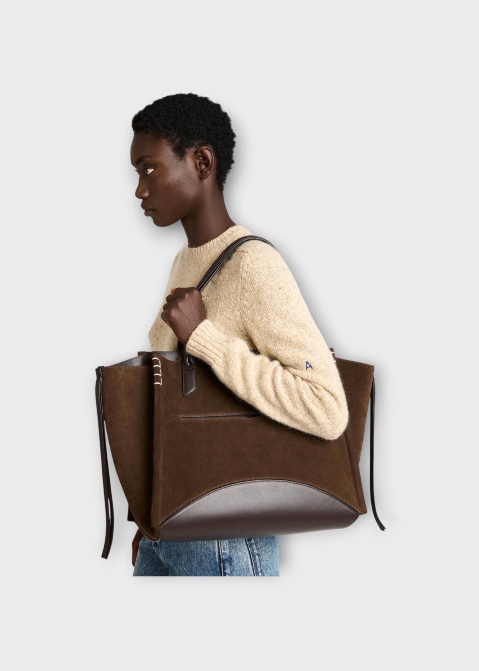 J.W. Anderson J.W. Anderson Bag, Brown, Calf Suede Loafer Cabas Top Handles Bag In Brown