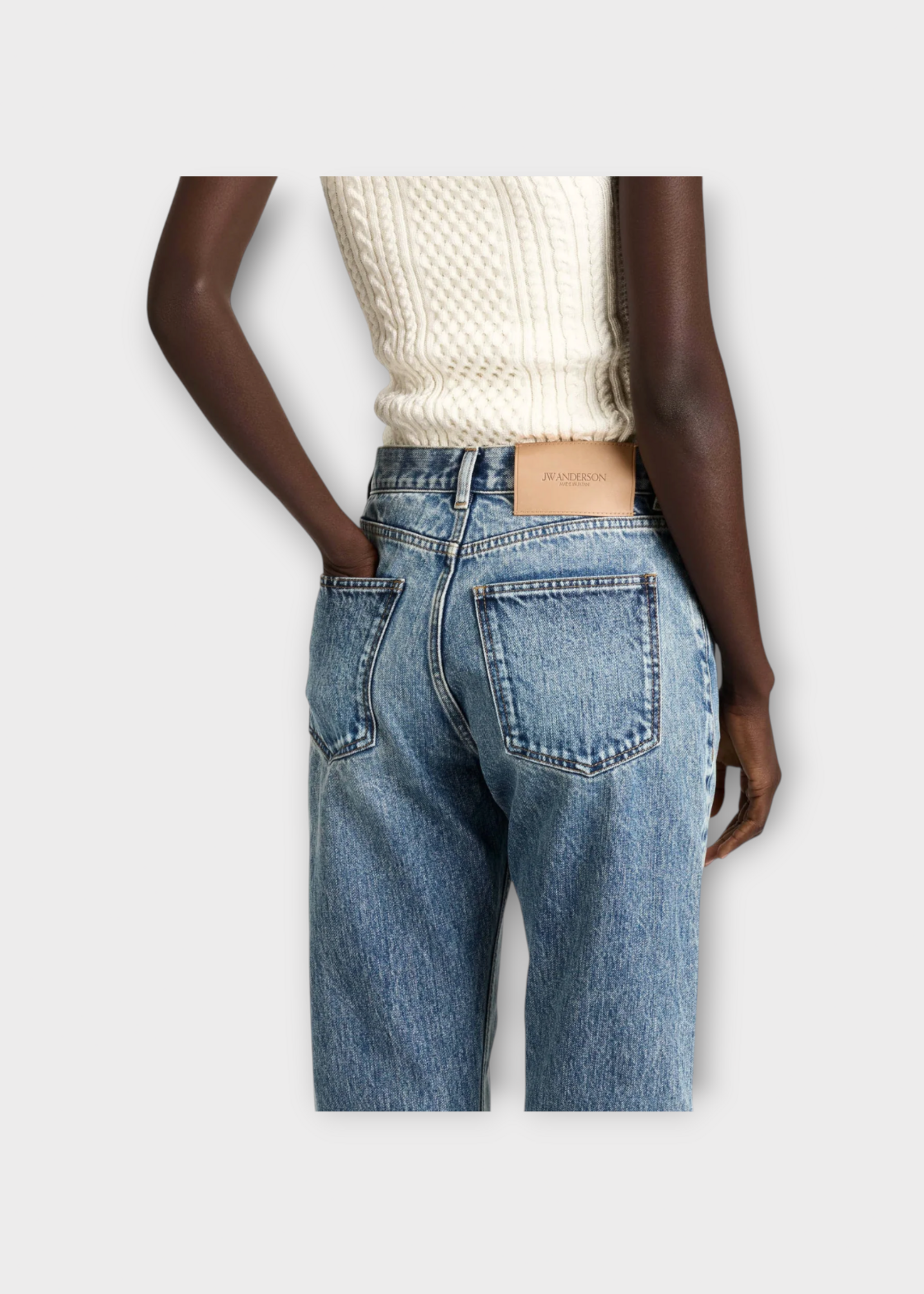 J.W. Anderson J.W. Anderson Jeans, Blue, Cotton Straight Leg Jeans In Mid Blue