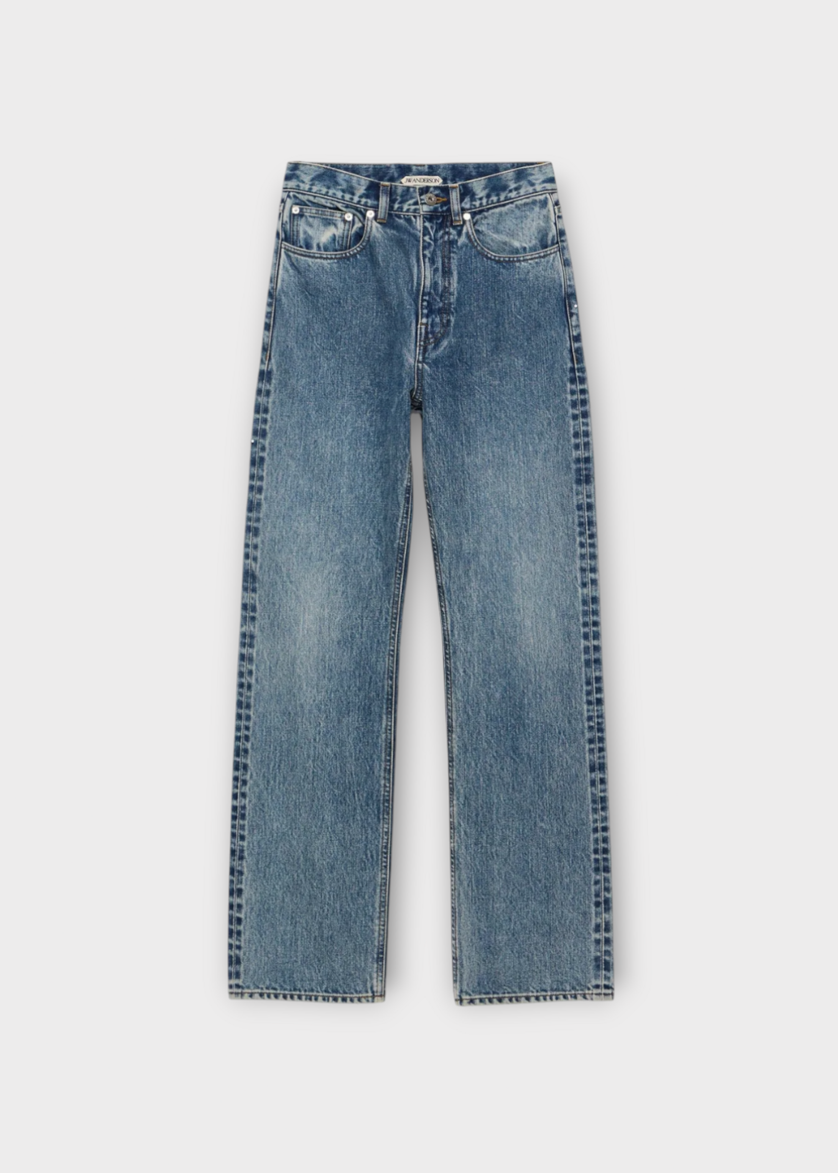 J.W. Anderson J.W. Anderson Jeans, Blue, Cotton Straight Leg Jeans In Mid Blue