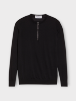 Partow Partow Knitwear, Black, Mallory Wool Crew Neck Zipped Sweater