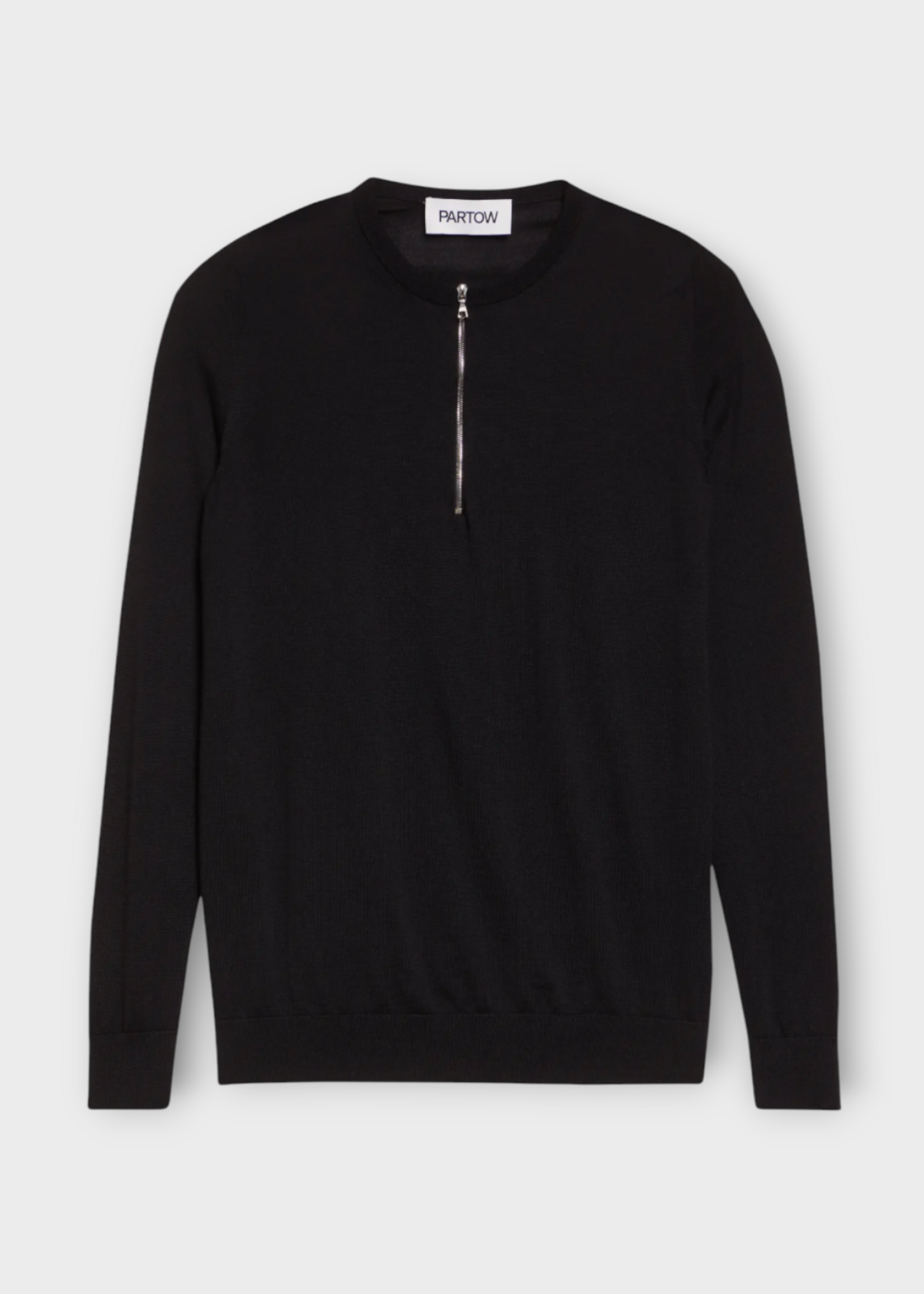 Partow Partow Knitwear, Black, Mallory Wool Crew Neck Zipped Sweater