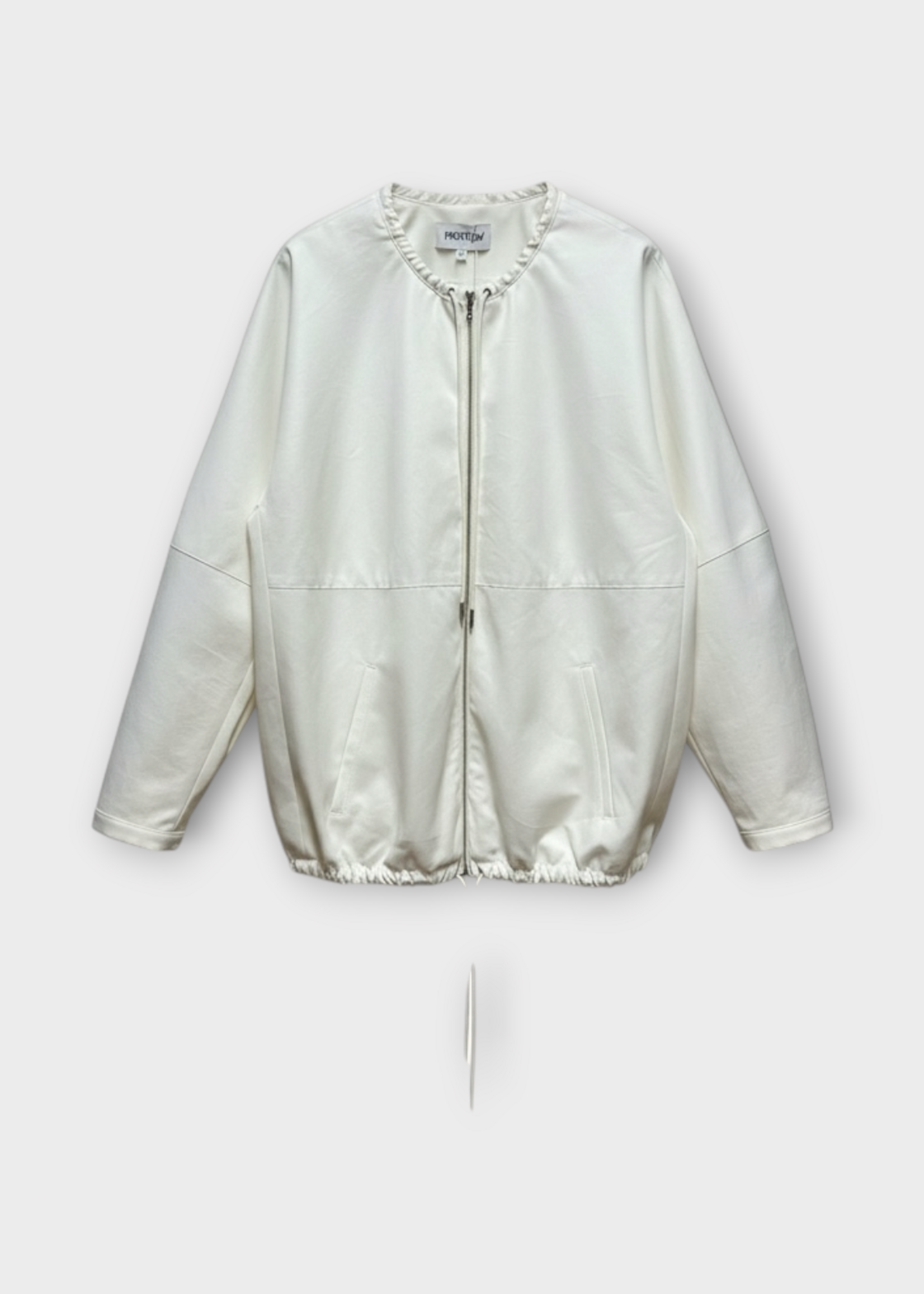 Partow Partow Jacket, White, Bond Cotton Canvas Bomber Jacket in Ivory w/ Drawcord Detail