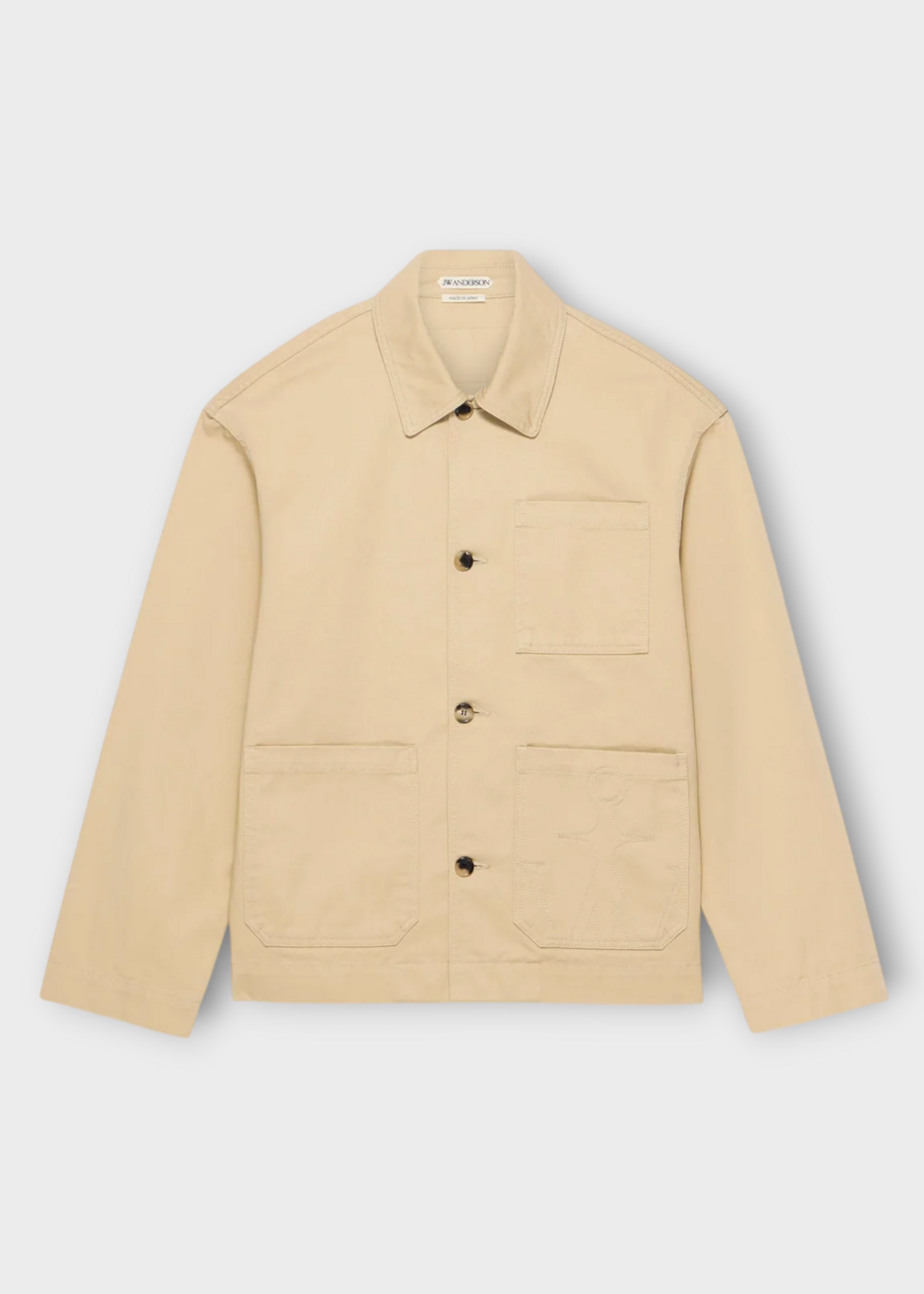 J.W. Anderson J.W.Anderson Jacket, Beige, Cotton Twill Collared Patch Pocket Jacket In Beige