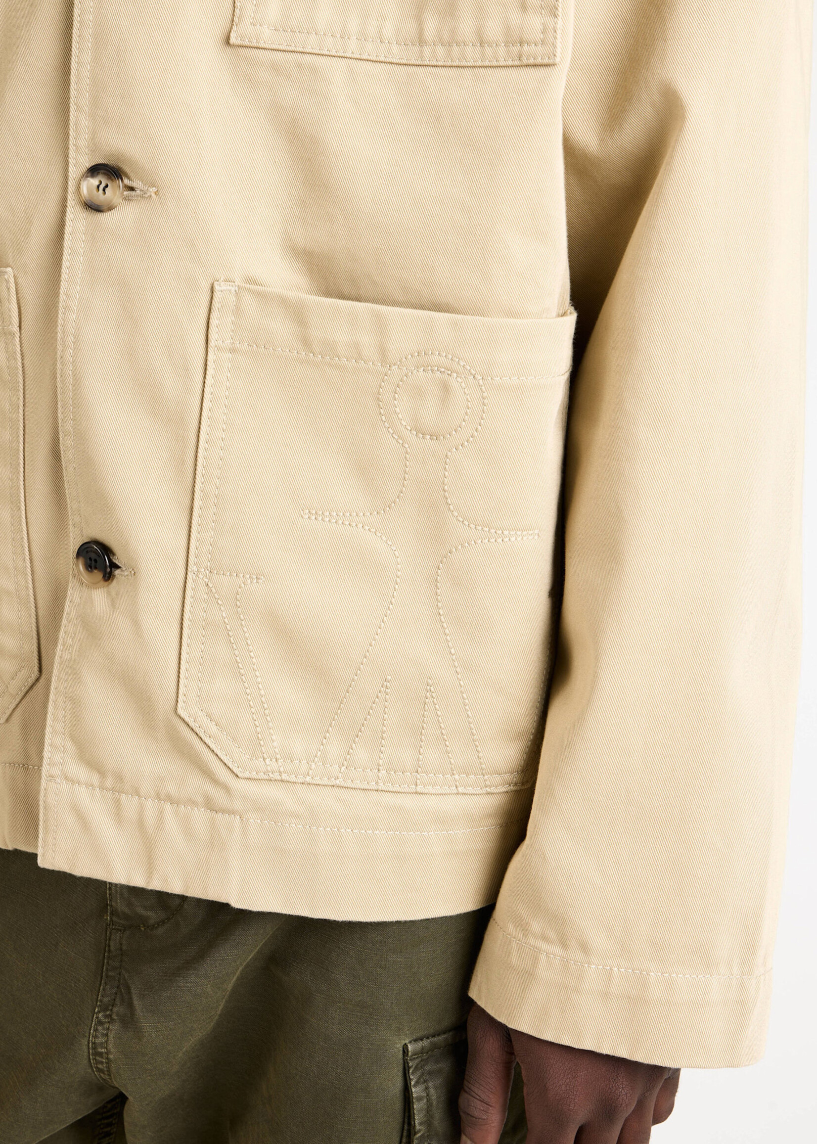 J.W. Anderson J.W.Anderson Jacket, Beige, Cotton Twill Collared Patch Pocket Jacket In Beige