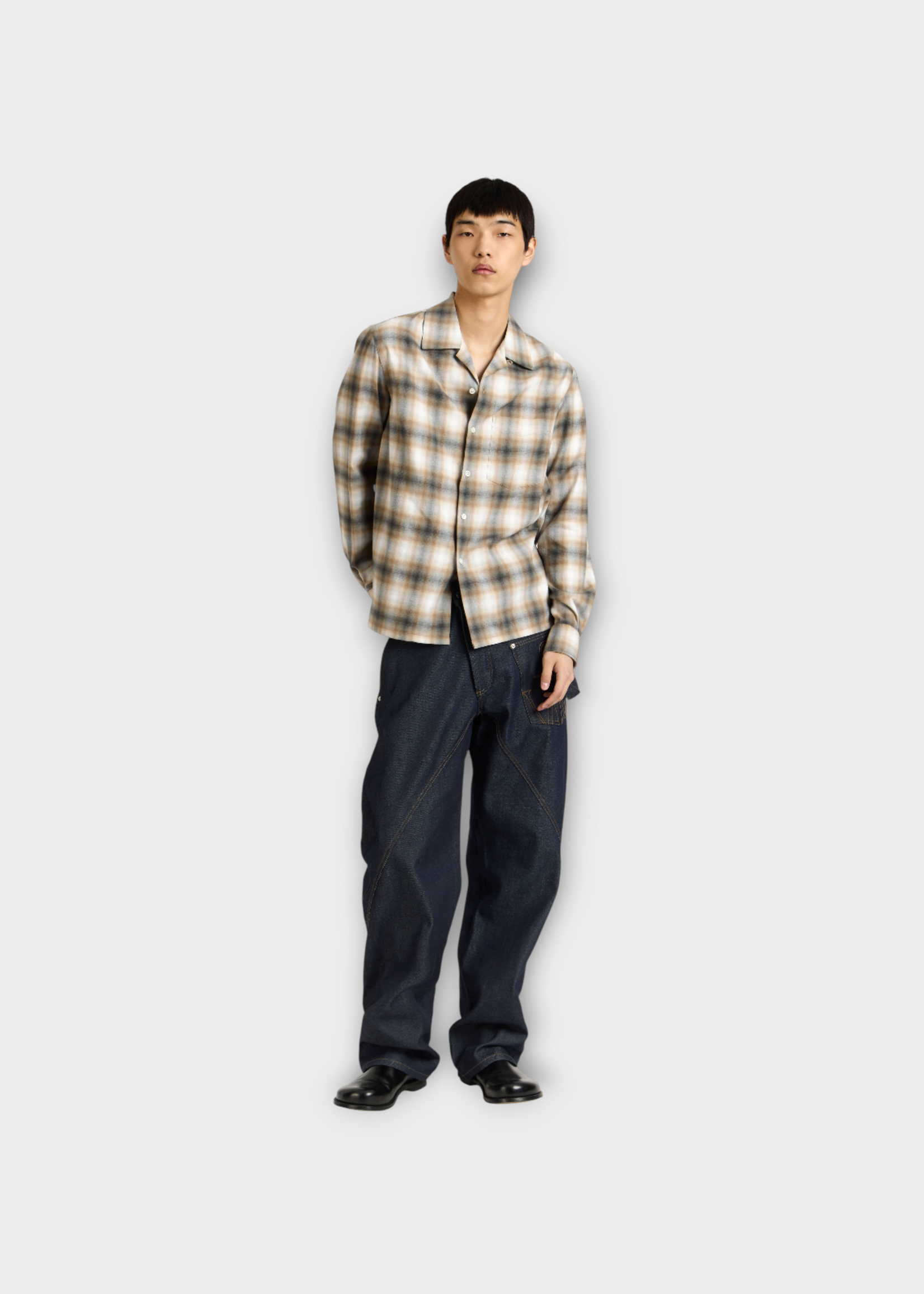 J.W. Anderson J.W.Anderson Shirt, Biscuit, Check Shirt Gradient Check Flannel In Biscuit