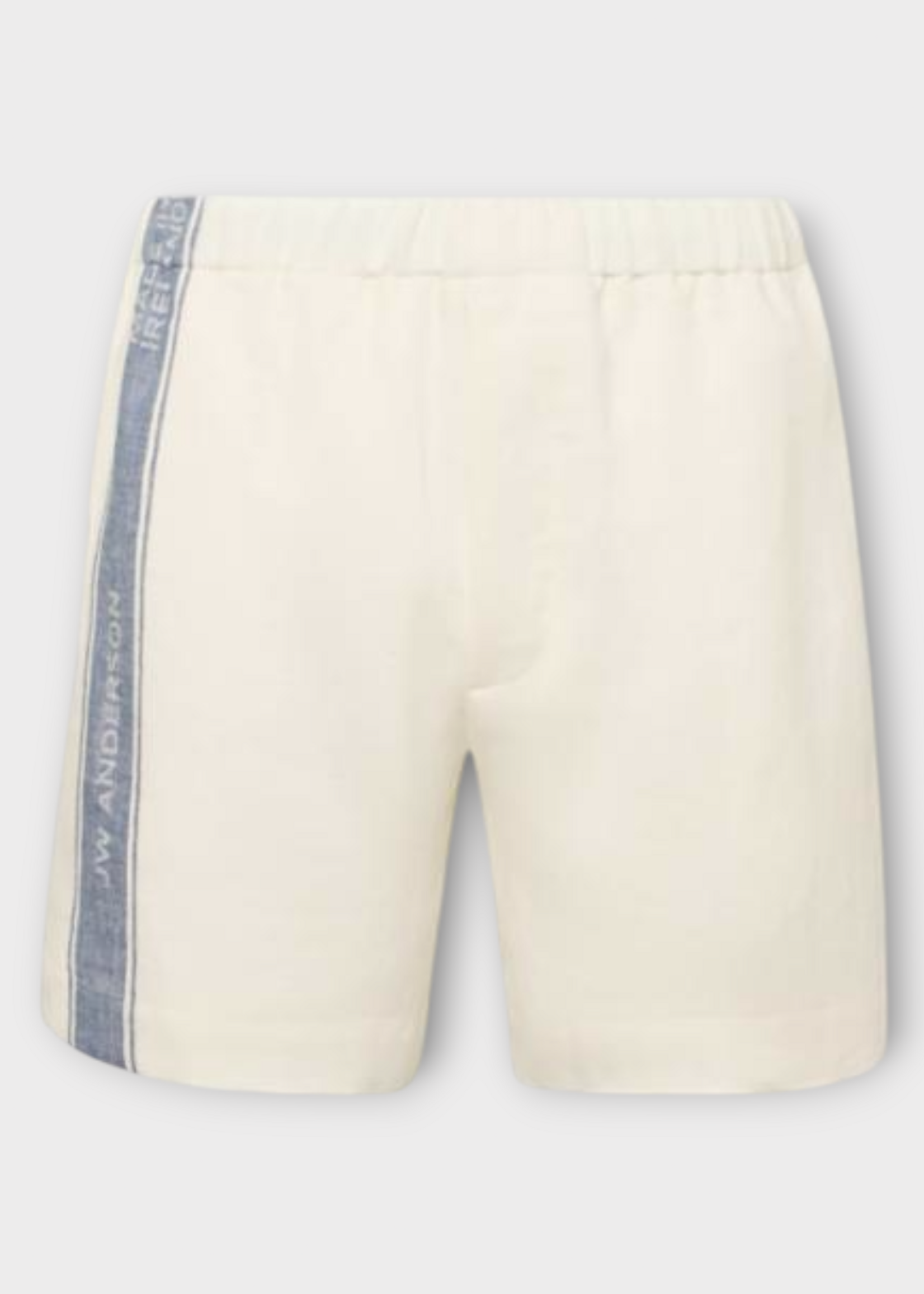 J.W. Anderson J.W.Anderson Shorts, White, Linen Tea Towel Stripe Shorts In Off White & Blue