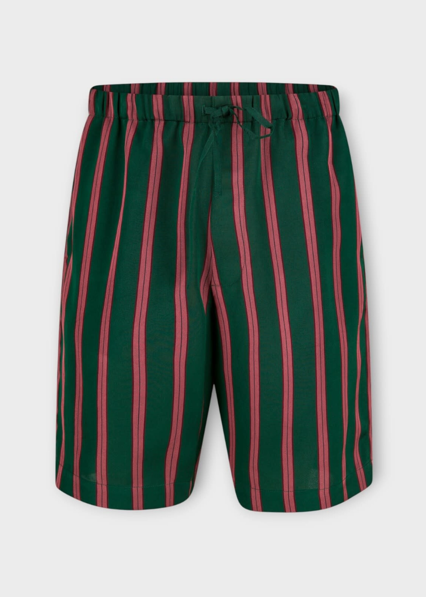 Dries Van Noten Dries Van Noten Shorts, Green, Piperi Silk Mix Fluid Striped Shorts in Bottle