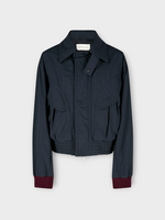 Dries Van Noten Dries Van Noten Jacket, Navy, Vaas Collared Zipped Short Jacket In Navy w/ Pockets