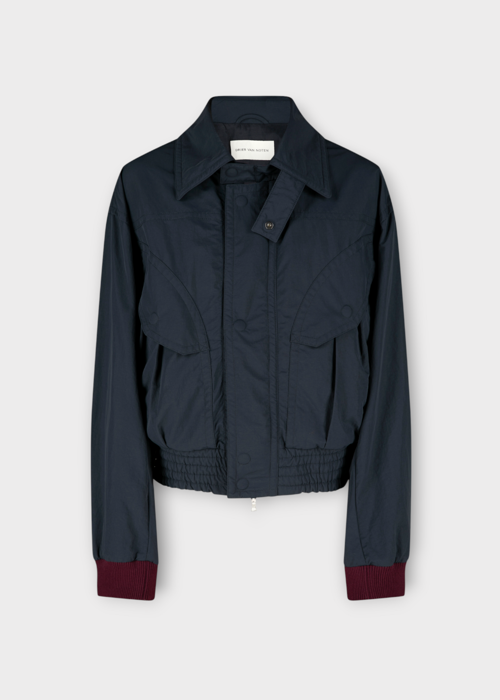 Dries Van Noten Dries Van Noten Jacket, Navy, Vaas Collared Zipped Short Jacket In Navy w/ Pockets