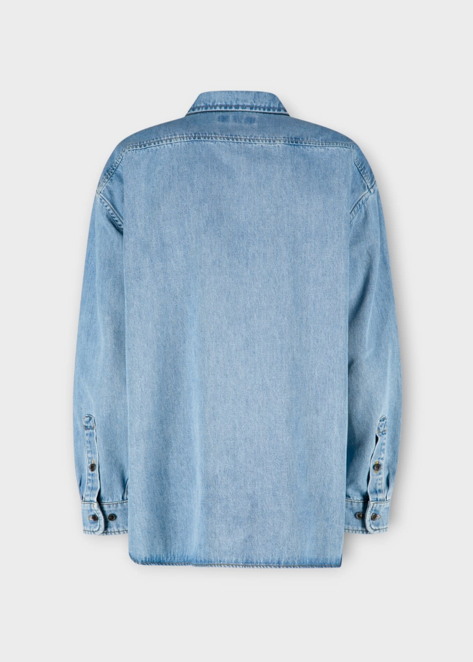 Dries Van Noten Dries Van Noten Shirt, Blue, Croomson Cotton Denim Zipped Shirt In Light Blue w/ Chest Pocket