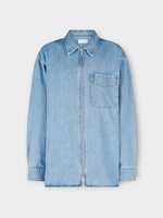 Dries Van Noten Dries Van Noten Shirt, Blue, Croomson Cotton Denim Zipped Shirt In Light Blue w/ Chest Pocket