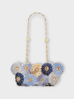 Rabanne Rabanne Bag, Multi, Flower 1969 Discs Baguette Bag In Blue & Gold w/ Double Chain Strap