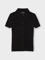 Balenciaga Balenciaga Polo, Black, Cotton Mix Ribbed Polo in Black