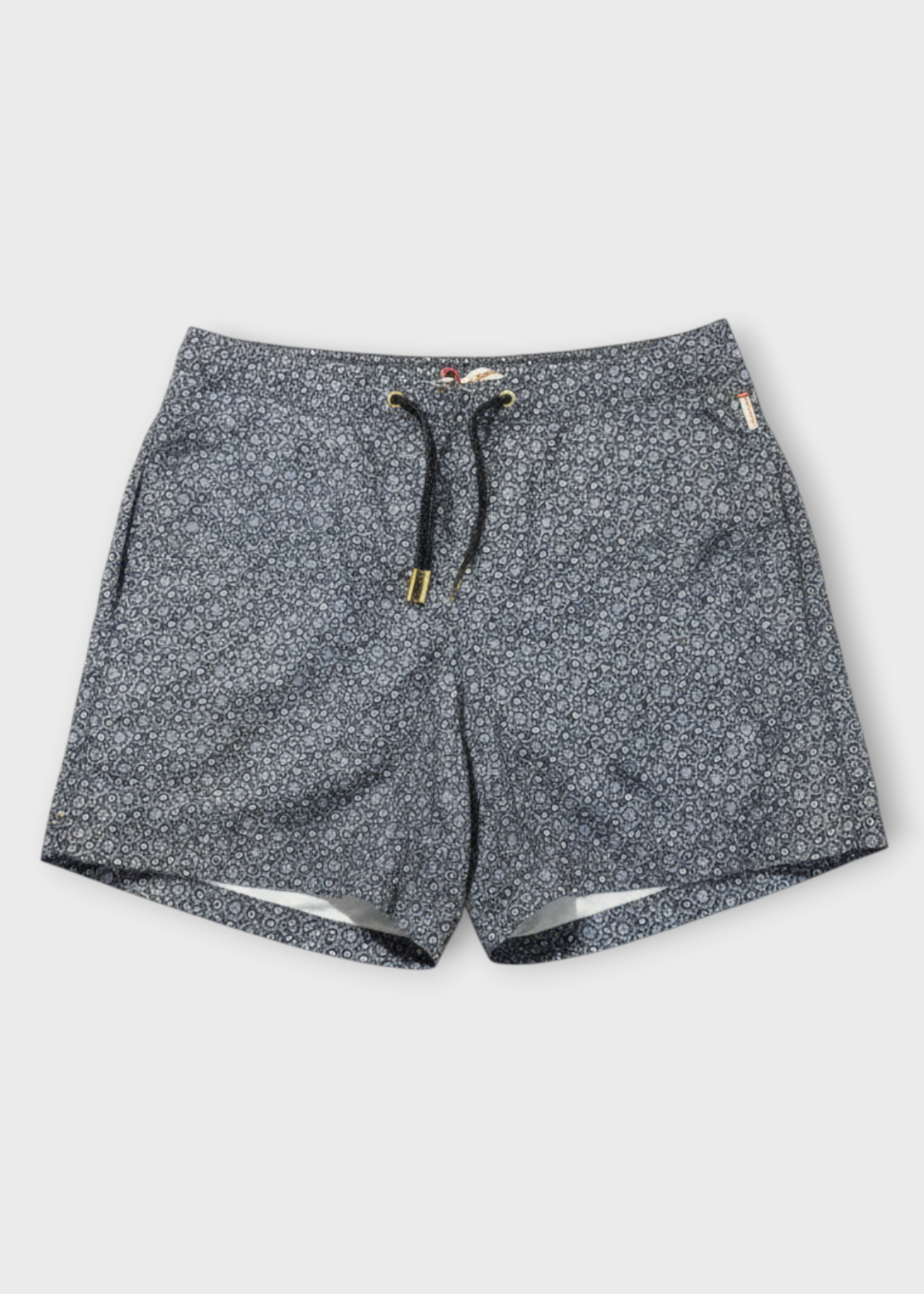 Orlebar Brown Orlebar Brown Swimwear, Print, Bulldog Drawcord Carnival Swim Trunks In Black & White w/ Night Iris Print