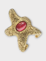 Goossens Goossens Earring, Gold, Starfish 24K Gold Pleated Boheme Ear cuff In Gold & Indian Red