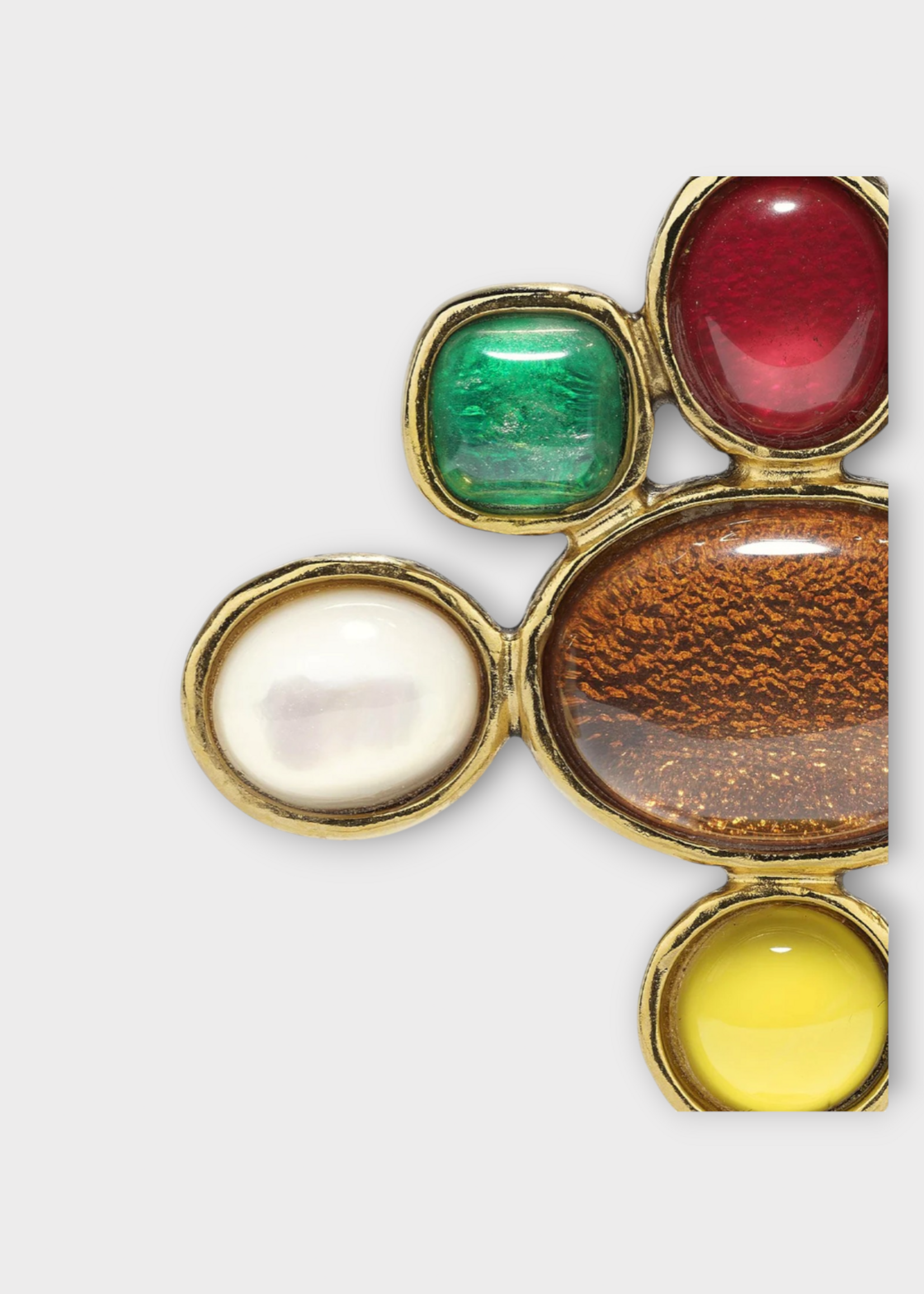 Goossens Goossens Earrings, Multi, Bo Cross 24K Gold Pleated Earrings In Multicolour & Gold w/ Crystal Rocks