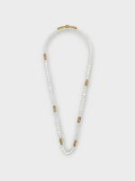 Goossens Goossens Necklace, White, Riviera 24K Gold Pleated & Pearls Long Collier In White