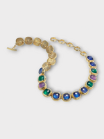Goossens Goossens Necklace, Blue, Renaissance 24K Gold Pleated & Stones In Harmonie Blue Ultramarine