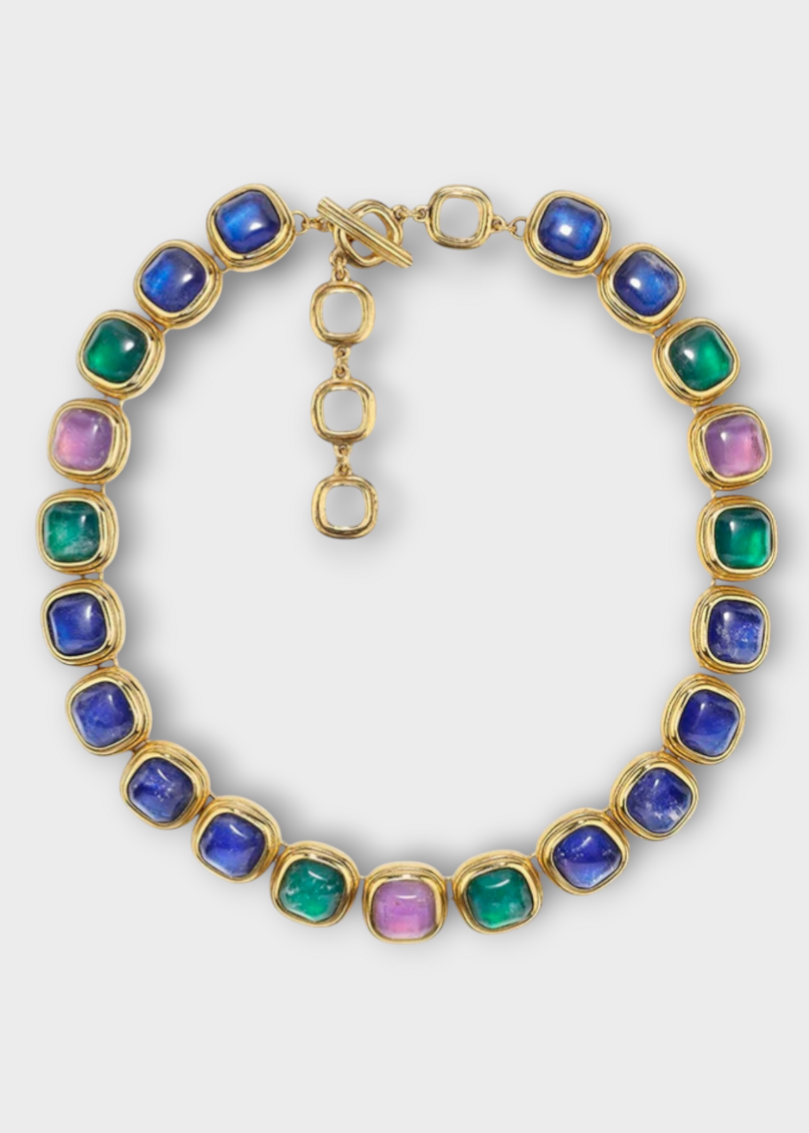 Goossens Goossens Necklace, Blue, Renaissance 24K Gold Pleated & Stones In Harmonie Blue Ultramarine
