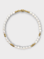 Goossens Goossens Necklace, White, Riviera 24K Gold Pleated & Pearls Short Collier In White