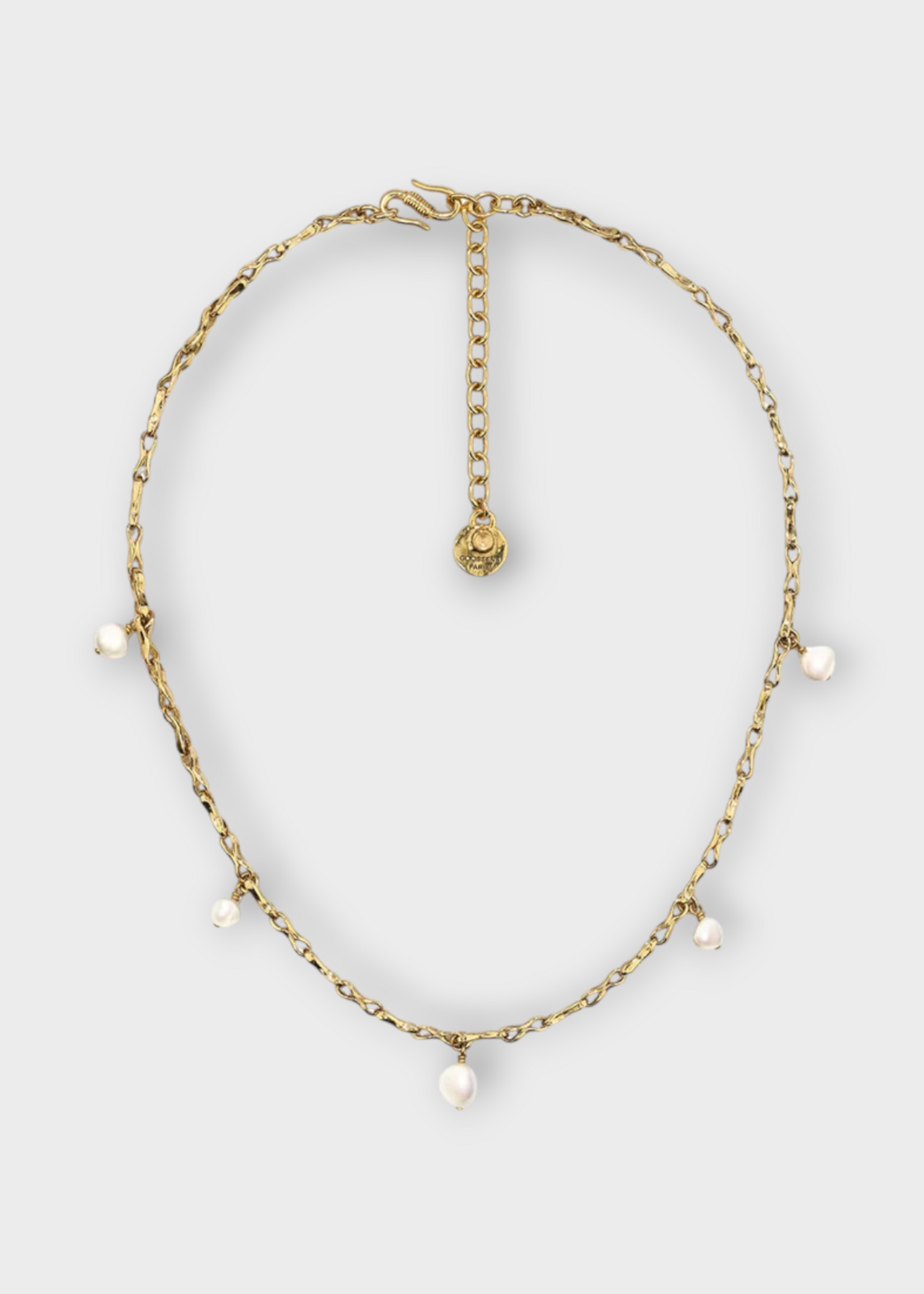 Goossens Goossens Necklace, White, Riviera Pearl Tassel 24K Gold & Pearls Necklace In White
