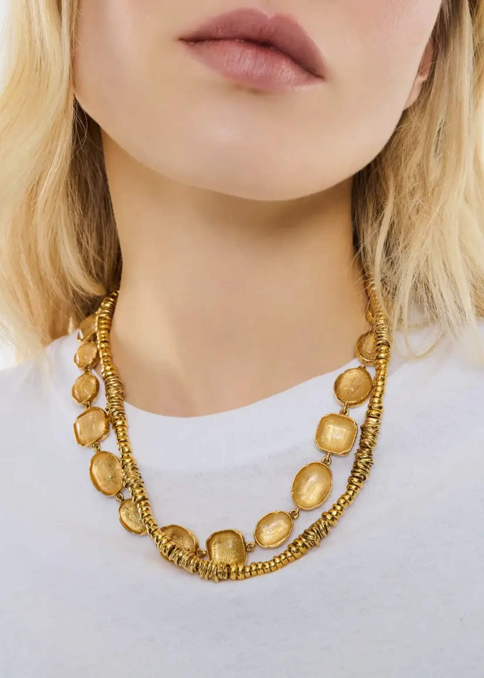 Goossens Goossens Necklace, Gold, Ariane 24K Gold Pleated Chain Necklace In Gold