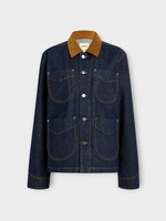 Khaite Khaite Jacket, Blue, Wyatt Rigid Denim Jacket In Benson w/ Corduroy Collar