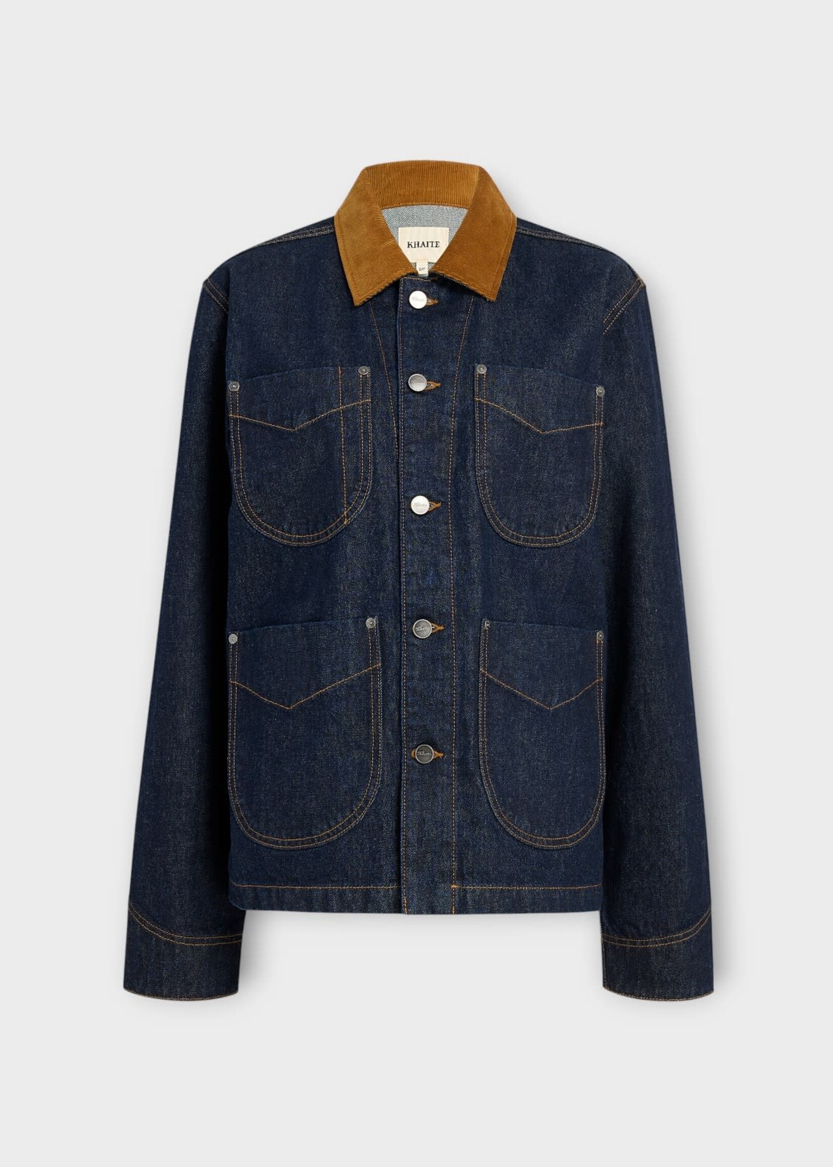 Khaite Khaite Jacket, Blue, Wyatt Rigid Denim Jacket In Benson w/ Corduroy Collar
