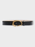 Khaite Khaite Belt, Black, Santa Fe Leather Belt in Black w/ Antique Gold Buckle