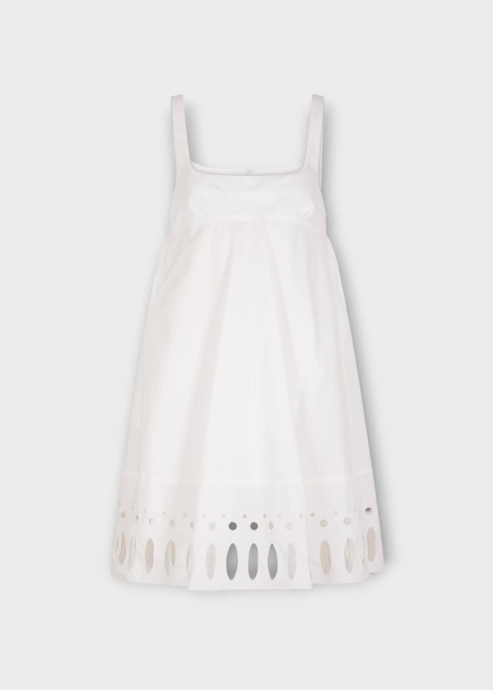 Rabanne Rabanne Dress, White, Cotton Sleeveless Mini Dress In White w/ Embroidery