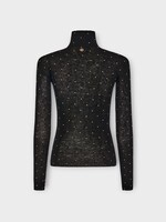 Rabanne Rabanne Top, Black, Turtle Neck Second Skin Top In Black w/ Studs