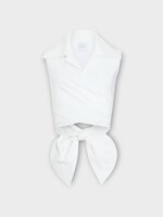 Patou Patou Top, White, Cotton Sleeveless Draped Top In White