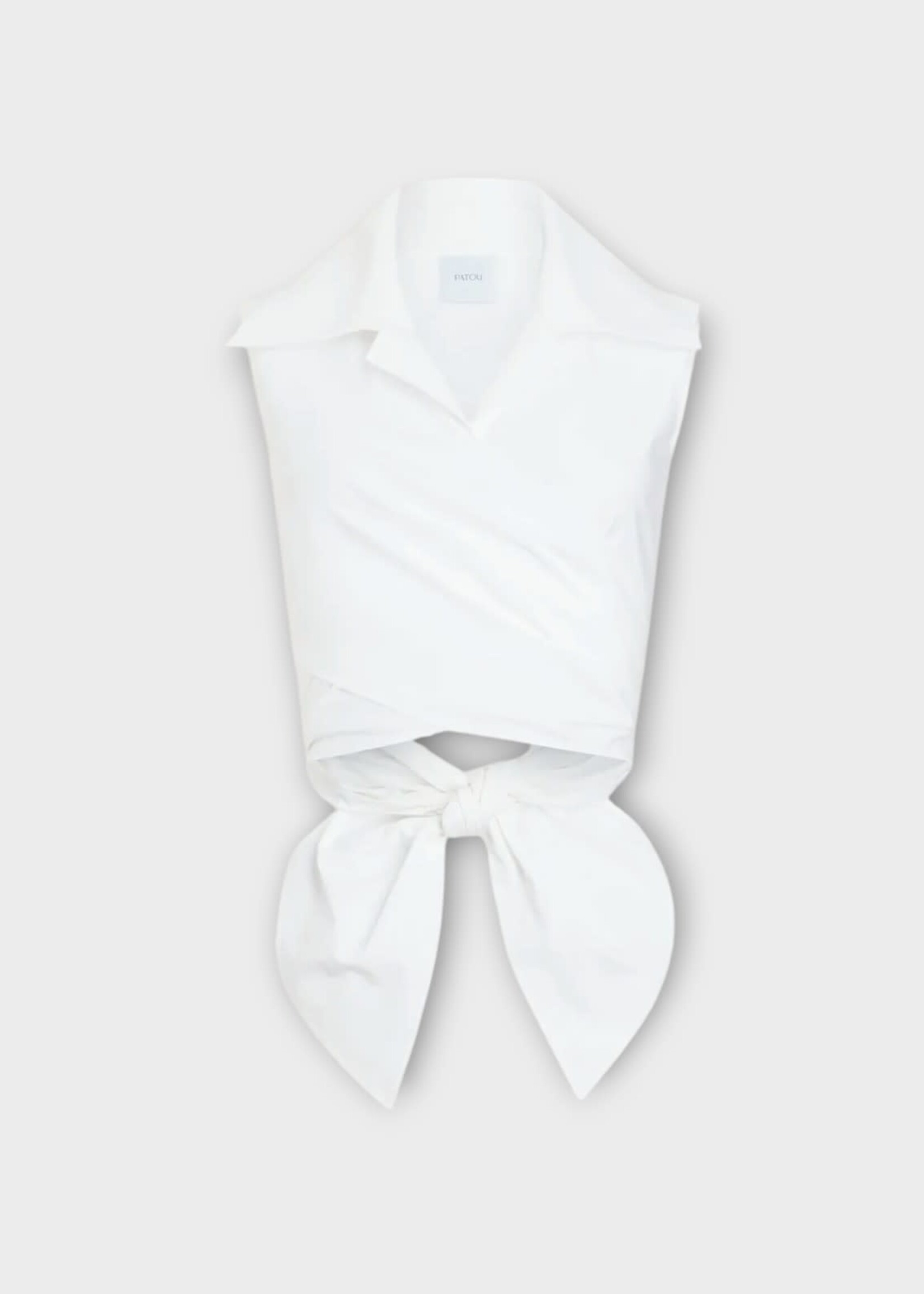 Patou Patou Top, White, Cotton Sleeveless Draped Top In White