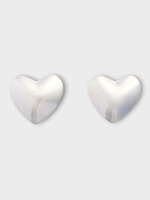 Patou Patou Earrings, Silver, M Heart Clip on Earrings In Silver